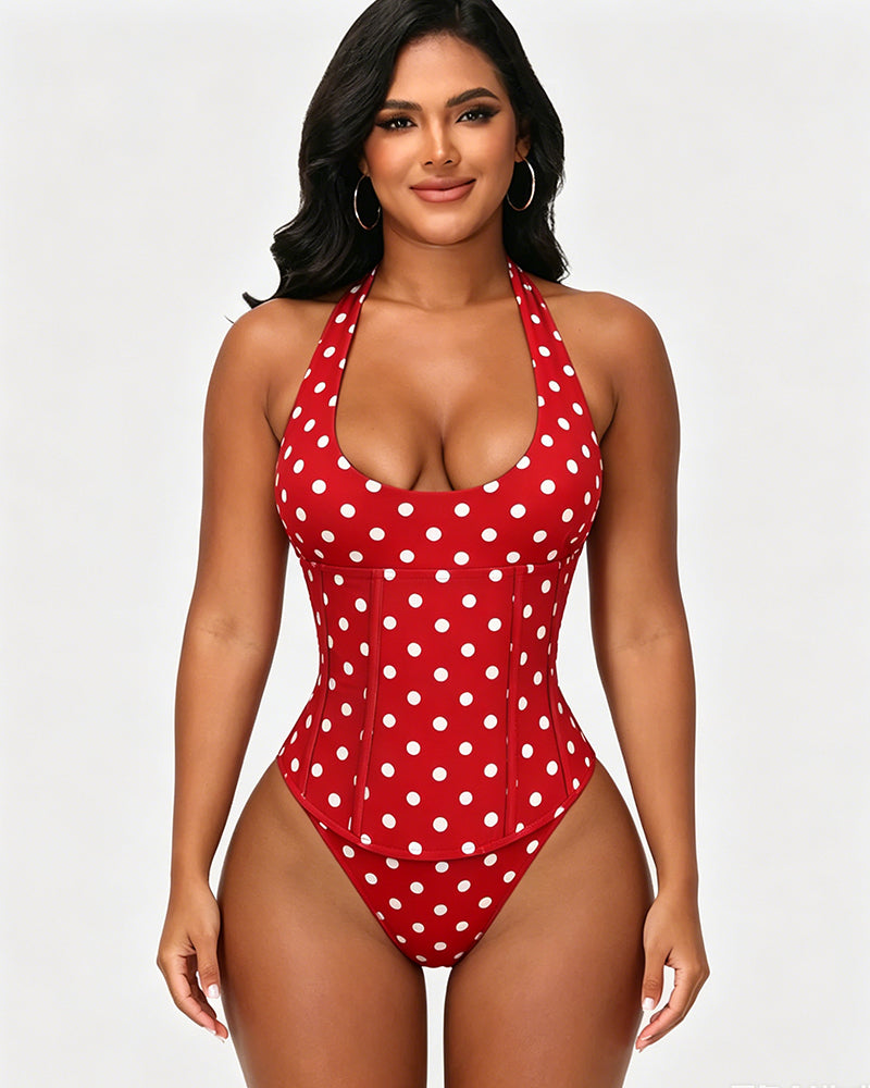 Hourglass Corset Body Shaper Waist Cincher Swimsuit Two-Piece Set
