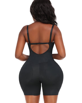 Rückenfreie Push-Up BH Spitze Bauchweg Offenem Schritt Shapewear Mit Abnehmbaren Po-Polstern