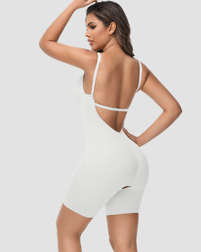 Damen U-Plunge Trägerlos Bodysuit Bauchkontrolle Integriertem BH Shapewear