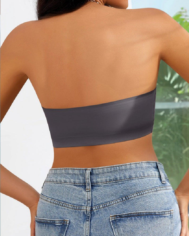 Damen Kabelloser Trägerloser Bandeau BH Nahtloser Stretch Push-Up Bralette