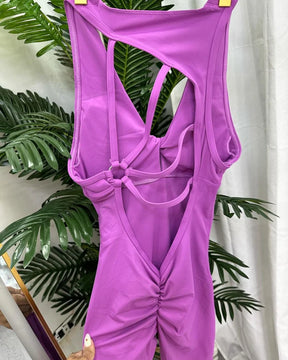 Damen Jumpsuit mit Schöner Rückseite ärmellos Elastischer Strumpfhose