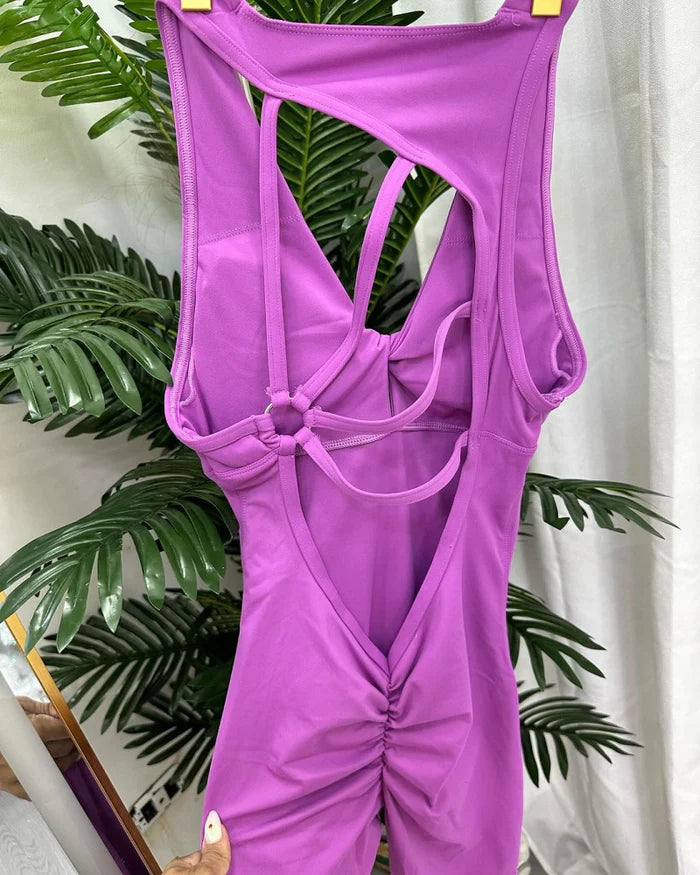 Damen Jumpsuit mit Schöner Rückseite ärmellos Elastischer Strumpfhose