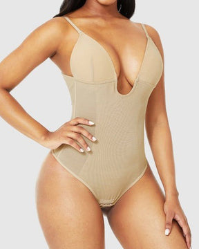 Damen Tiefem V-Ausschnitt Shapewear U-förmigem Rücken Nahtloser Tanga Bodysuit