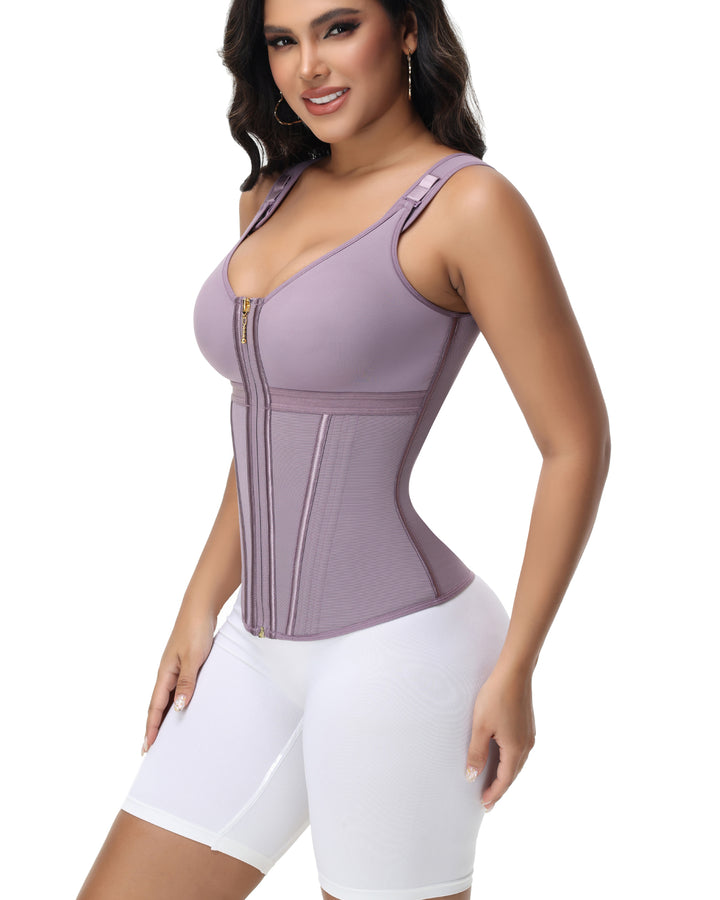 Shapshe® Fajas Colombianas Korsett mit Reißverschluss vorne Bauchkontrolle Taillentrainer mit Stahlknochen