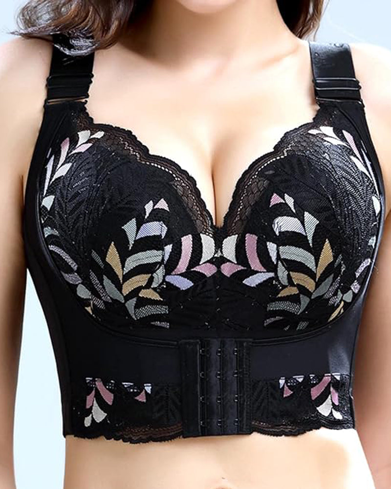 Damen Longline Korsett mit seitlicher Unterstützung kabelloser Push-Up BH verstellbare breite Träger