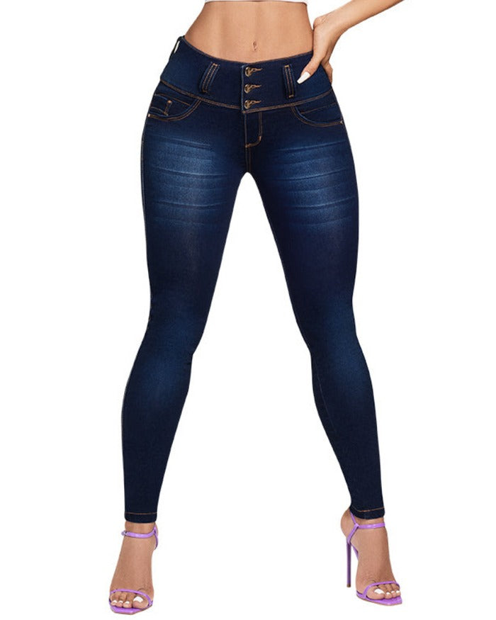 Hoch taillierte kolumbianische Po Lifting Jeans für Damen