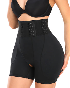 Hoch Taille 9-reihiger Verstellbarer Schnalle Shapewear Shorts Mit Schwammkissen