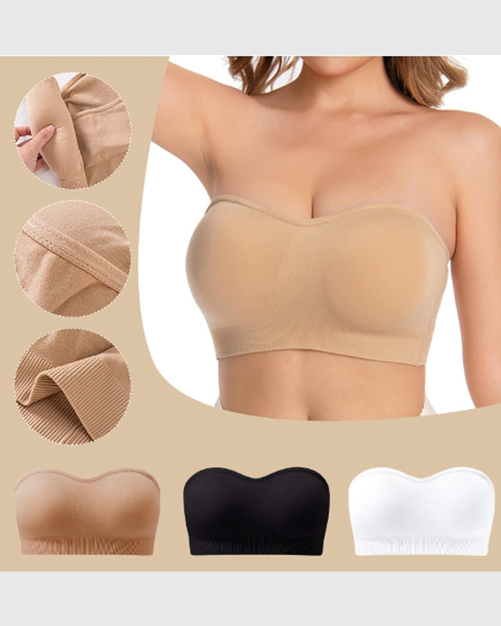 Damen Push up BH ohne Bügel nahtloser Bandeau BH