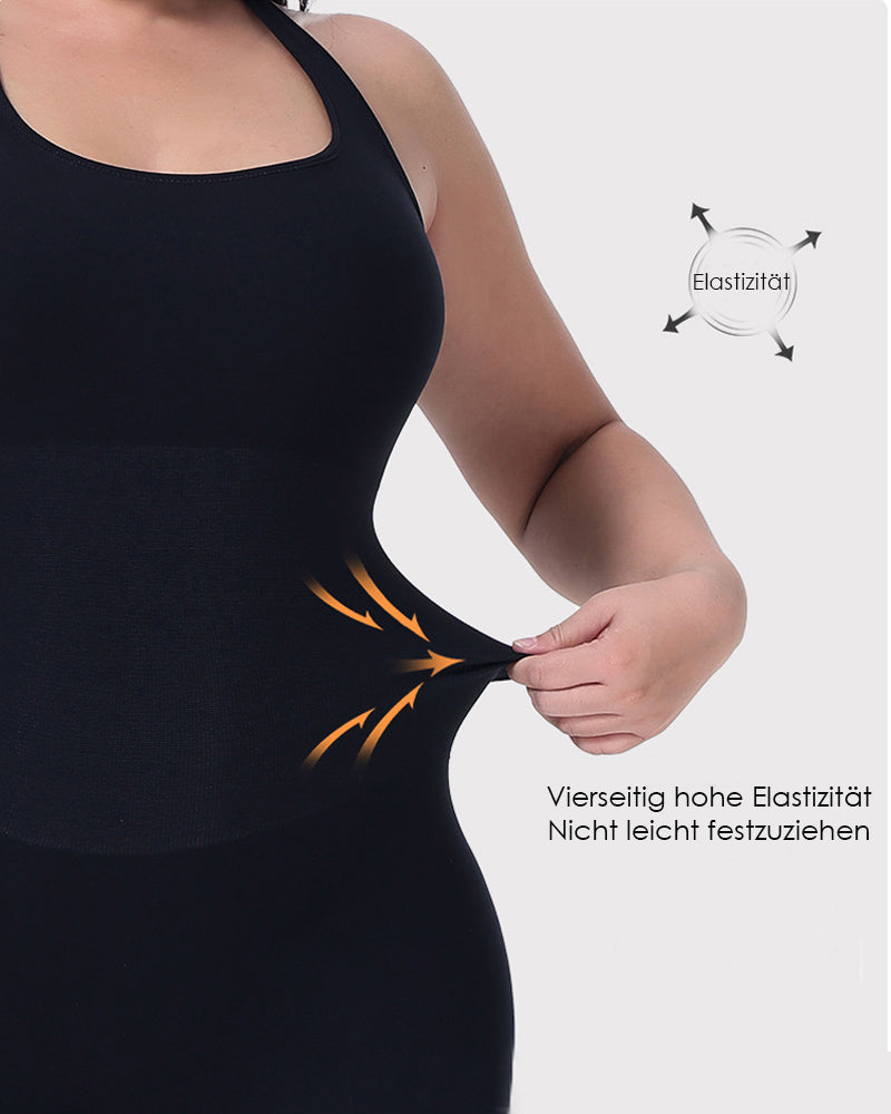 Gerippter Neckholder Racerback Shapewear Bauchweg Po Lift Mittlerer Oberschenkel Bodysuit