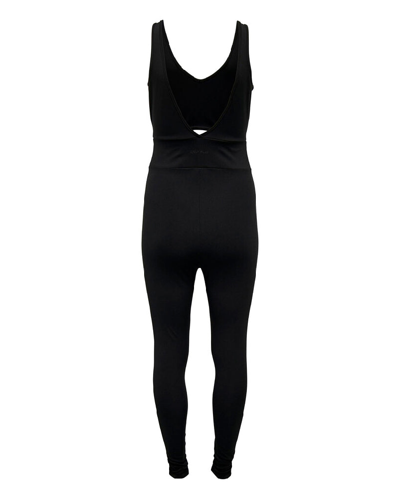 Damen Einteiliger V-Rücken Ärmelloser Jumpsuit Stretch Ausgehöhlter Sport Overall