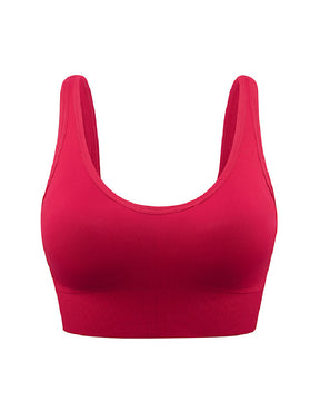 Damen Bügellose Hochstützende Verstellbare Gepolsterte Push-Up Crop Tanktop Sport BH