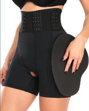 Hoch Taille 9-reihiger Verstellbarer Schnalle Shapewear Shorts Mit Schwammkissen