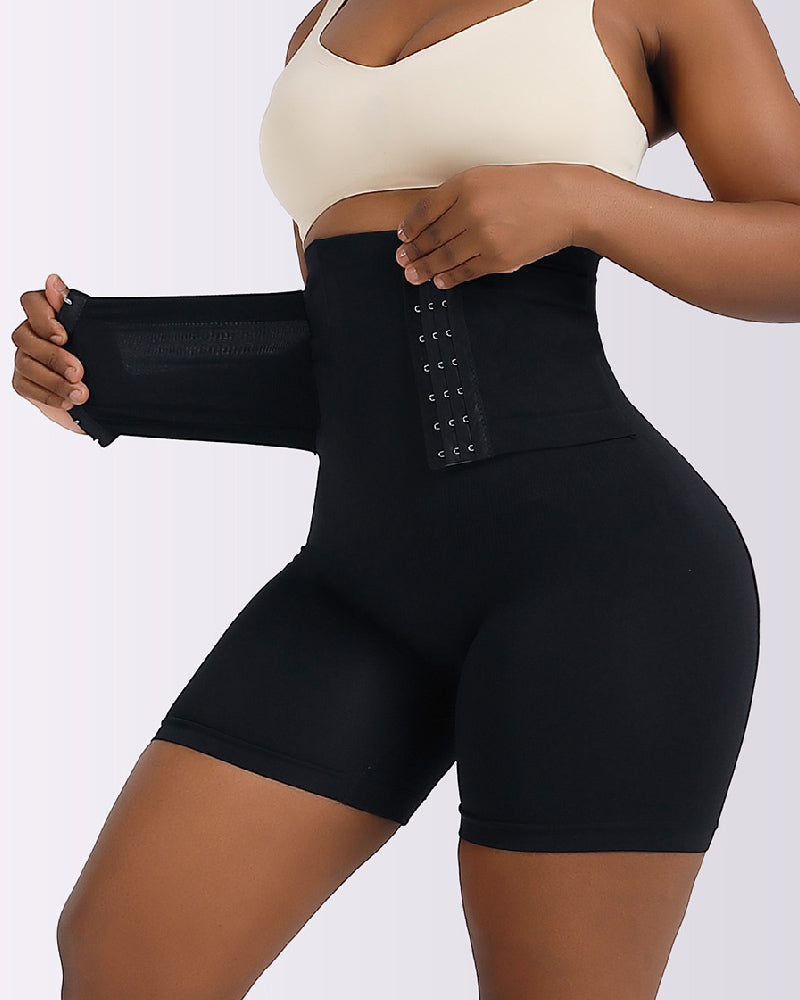 Hoher Taille Dehnbare Sanduhr Schnallengürtel Korsett Po-Lift Shapewear Shorts