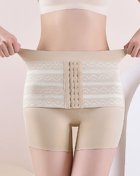 Mittelhoher Po-Lifter Doppellagige Bauchkontrolle Shapewear Shorts Mit Hakengürtel