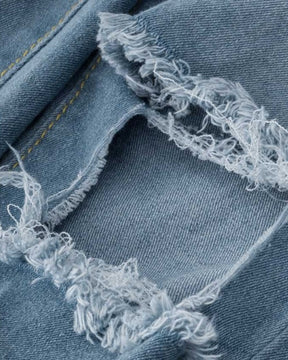 Hüfthebende Jeans mit Hohem Bund und Zerrissenem Stretch-Bein