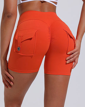 Damen Yoga Shorts Hip Lift Cargo Gesäßtaschen