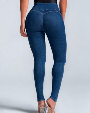 Sexy Skinny Jeans mit Hoher Taille und Schmaler Passform und Mehreren Knöpfen