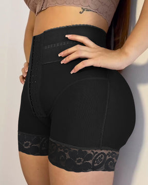 Kolumbianische Gürtel Spitze Nähte Po-Lifter Front Schnalle Shapewear Shorts