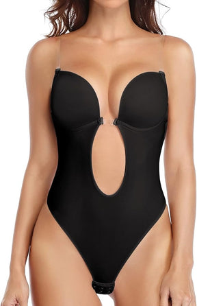 Shapewear für Damen Übergröße rückenfrei integrierter BH Körperformer nahtlos offener Schritt