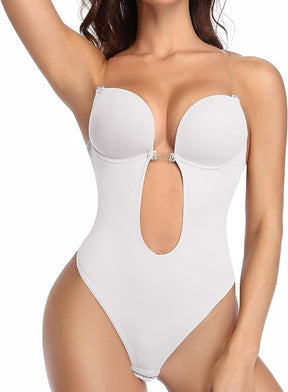 Shapewear für Damen Übergröße rückenfrei integrierter BH Körperformer nahtlos offener Schritt