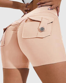 Damen Yoga Shorts Hip Lift Cargo Gesäßtaschen