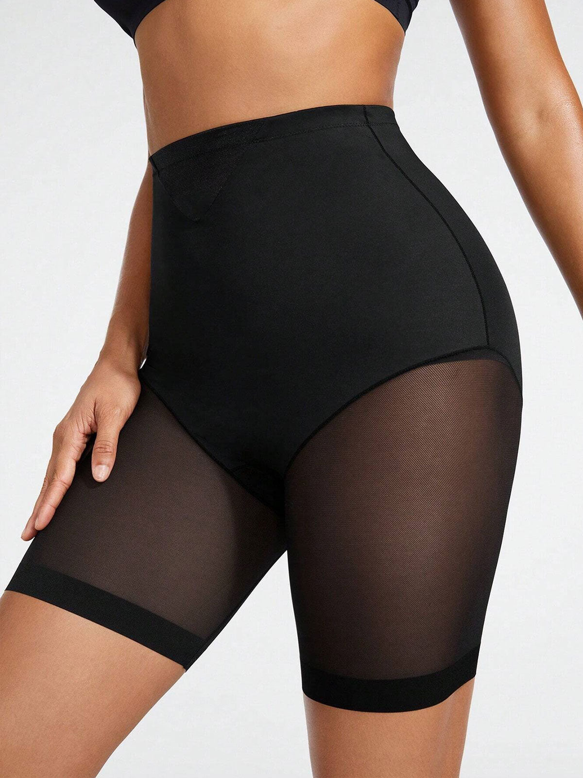 Damen Nahtlose Mesh Anti-Rubbel Bauchweg Shapewear Shorts