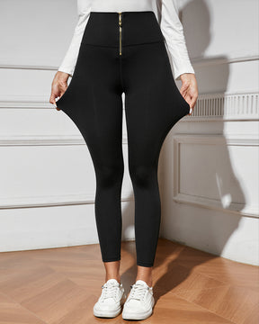 Slim Fit Sport leggings mit Hoher Taille und Frontreißverschluss