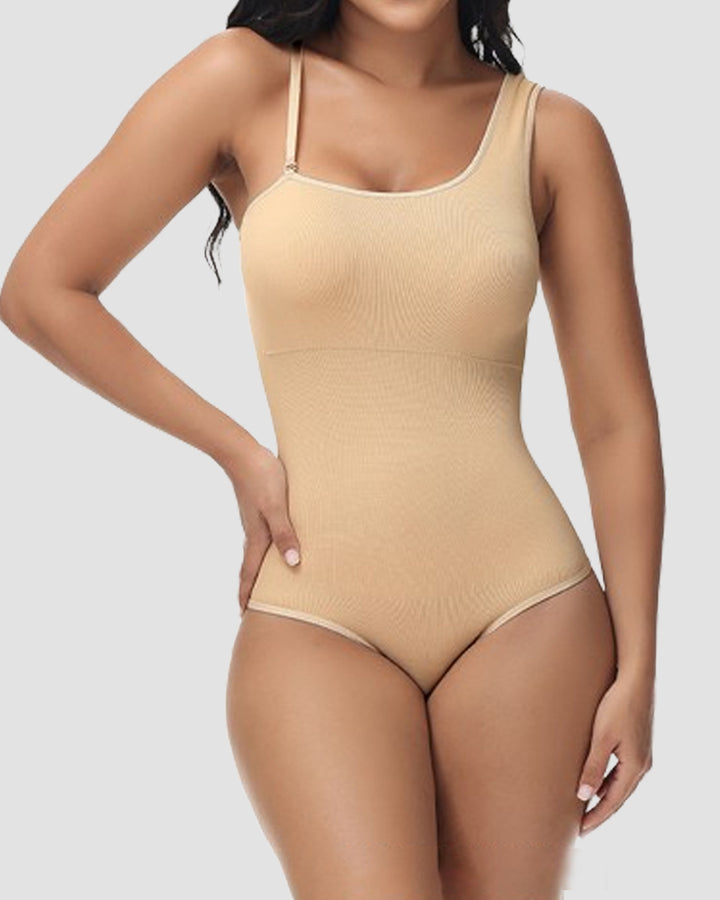 Shapshe® Damen Bodysuit Schulterfreier Nude Nahtloser Formender Tanga Shapewear