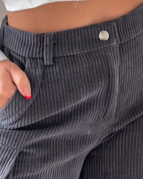 Einfarbige Lässige Lockere und Gerade Cordhose für Damen