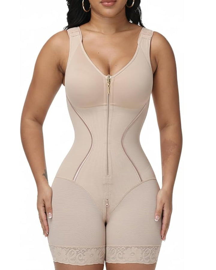 Shaping Bodysuit mit breiten Trägern BH und Frontreißverschluss