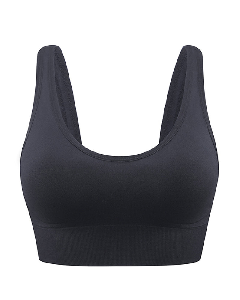 Damen Bügellose Hochstützende Verstellbare Gepolsterte Push-Up Crop Tanktop Sport BH