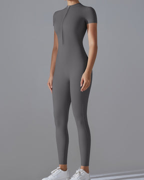 Jumpsuit mit Reißverschluss und Kurzen Ärmeln