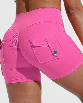 Damen Yoga Shorts Hip Lift Cargo Gesäßtaschen