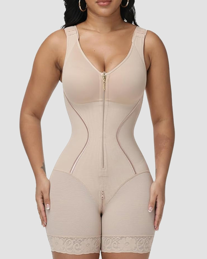 Shaping Bodysuit mit breiten Trägern BH und Frontreißverschluss