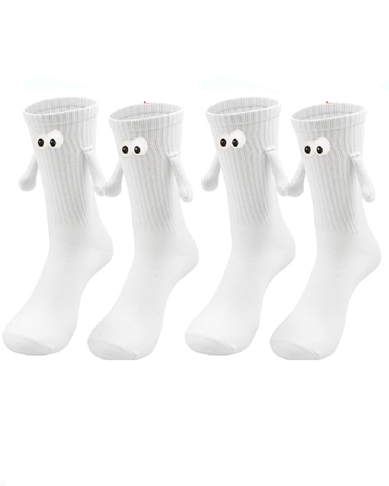 Kreative Magnetischen Händen Socken Paar Gestickte Augen Mittellange Baumwoll Socken