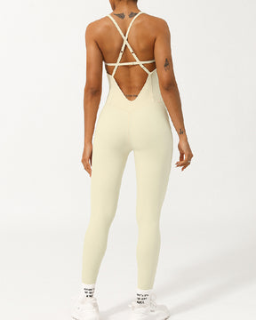 Damen Einteiler Stäbchen Korsett Overall Sport Leggings Jumpsuit