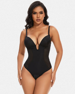 Damen Tiefem V-Ausschnitt Shapewear U-förmigem Rücken Nahtloser Tanga Bodysuit