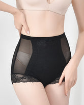 Hohe Taille Florale Spitze Bauchweg Shapewear Slip Atmungsaktiv Formend Unterwäsche