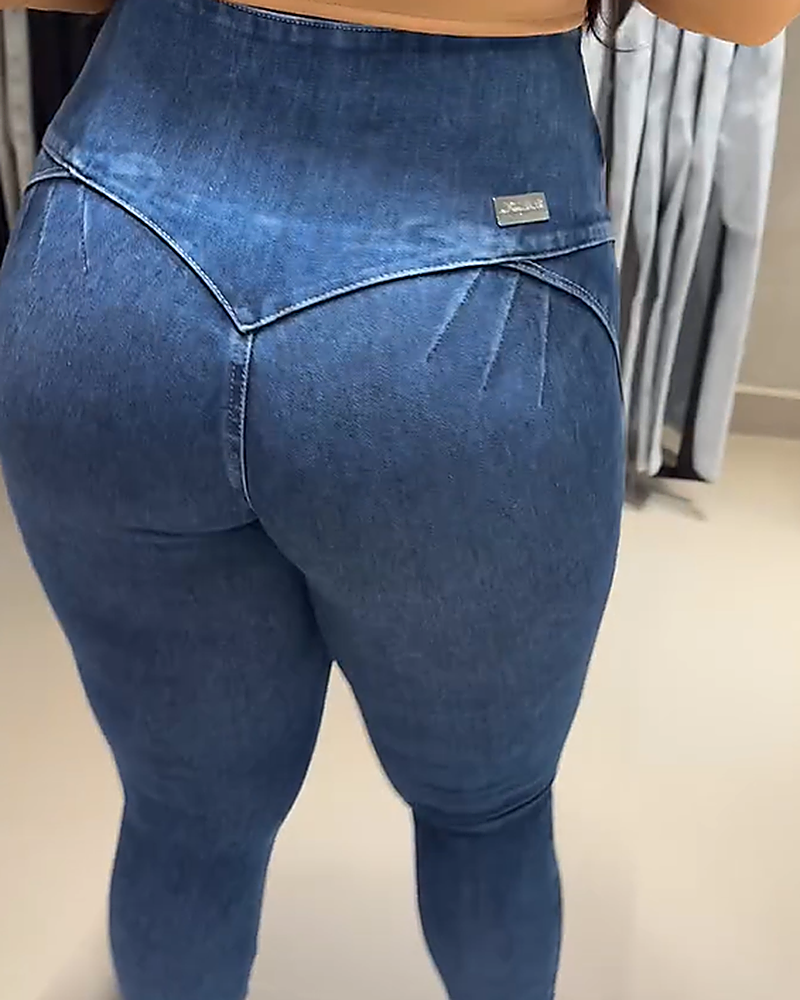 Jeans mit Hoher Taille Verstellbarem Hüftlifting und Bauchkontrolle (Vorverkauf)