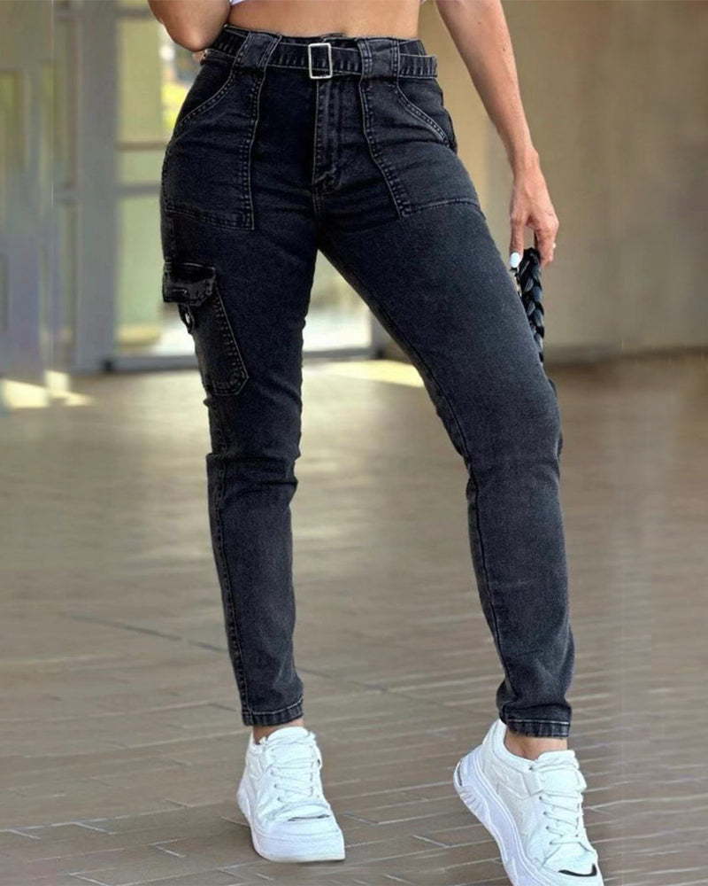 Hochelastische Schwarze Sexy Röhrenjeans für Damen