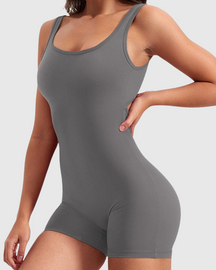 Sexy rückenfreier One Shoulder Bodysuit ohne Ärmel mit Dreiviertel-Hosen