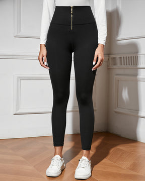 Slim Fit Sport leggings mit Hoher Taille und Frontreißverschluss