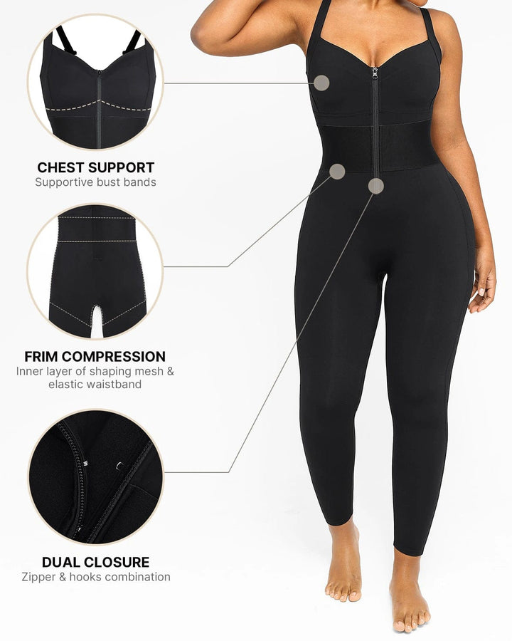 Shapshe® Damen Ärmelloser Jumpsuit Bauchweg Einteilig Verstellbare Träger Taillenbund Overall