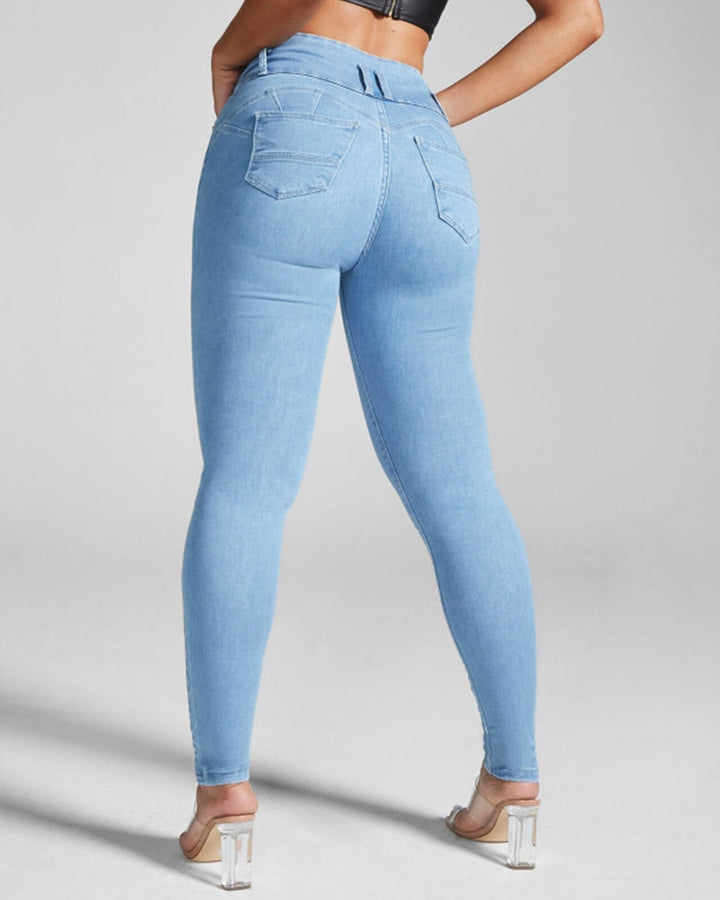 Skinny-Stretch-Shaping-Po-Lift-Jeans mit Hoher Taille