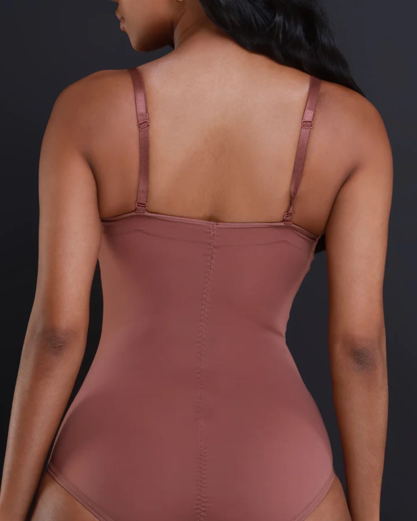 Damen Glatte Bauchkontrolle Körbchen-Brust Tanga Shapewear Bodysuit