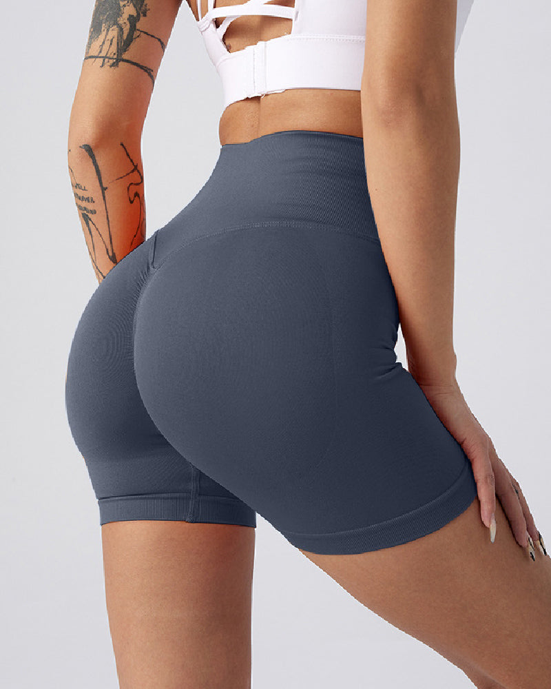 Damen Nahtlose Hoher Taille Yoga Shorts Lifting Po-Lift Fitness Shorts