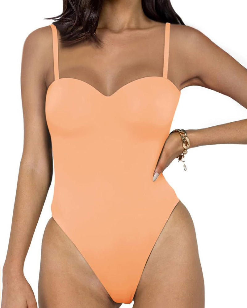 Damen Sexy Ärmelloses V-Ausschnitt Doppellagiges Tube Top Bodysuit