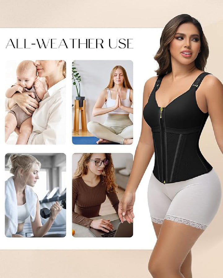 Shapshe® Fajas Colombianas Korsett mit Reißverschluss vorne Bauchkontrolle Taillentrainer mit Stahlknochen