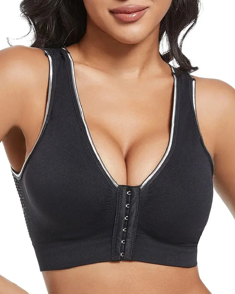 Shapshe® Damen Frontschnalle Hohl Atmungsaktiv Bügellos Sport BH In Übergröße