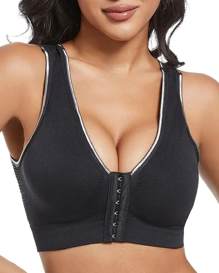 Shapshe® Damen Frontschnalle Hohl Atmungsaktiv Bügellos Sport BH In Übergröße